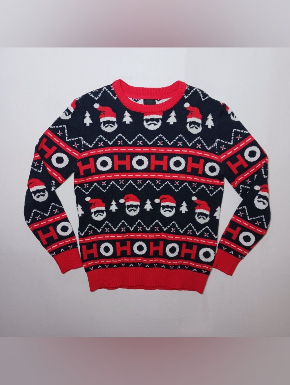 H&M Mens Ho Ho Ho Red Christmas Sweater Small Crew Neck